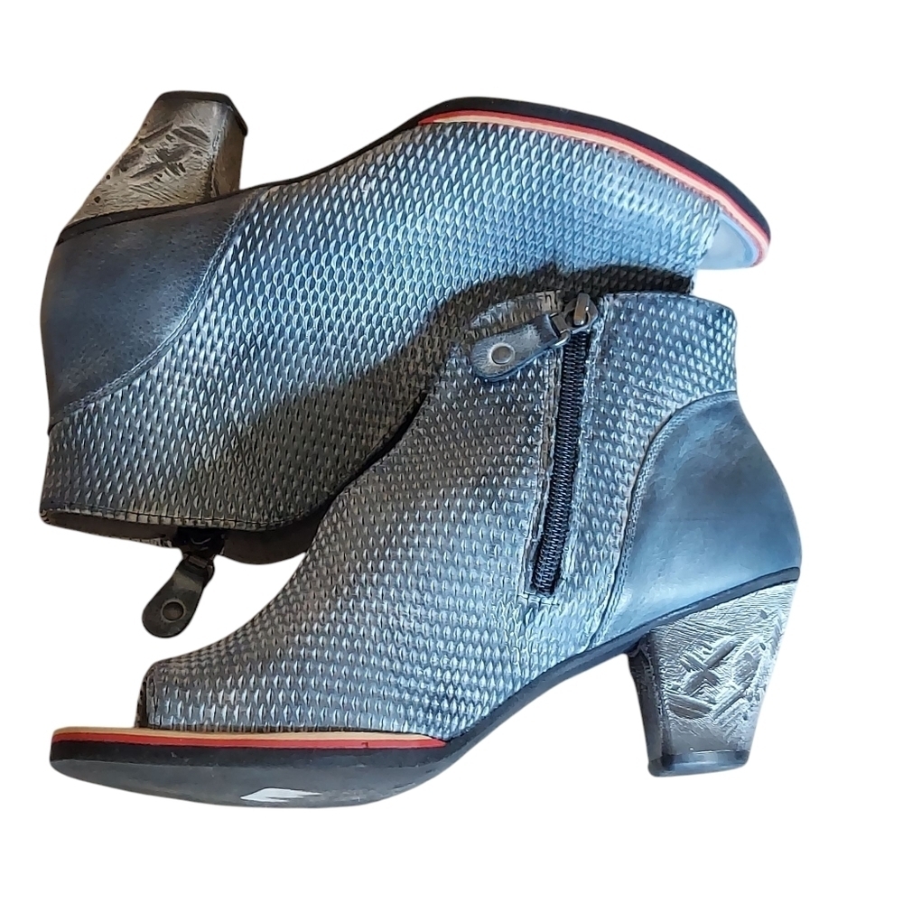 Tsakiris Mallas Greek Designer Leather Peep Toe Ankle Booties EU - Picture 7 of 15